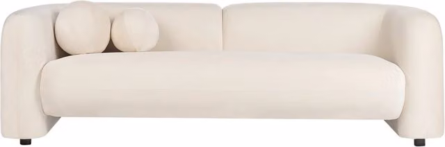 Divano a 3 posti BELIANI in velluto bianco con cuscini decorativi e coperture rimovibili