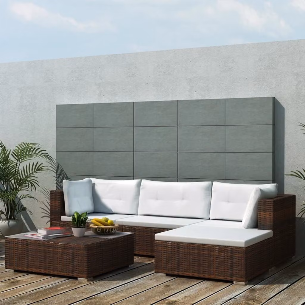 Maison Exclusive - Set da giardino da 5 pezzi con cuscini in polyrattan marrone