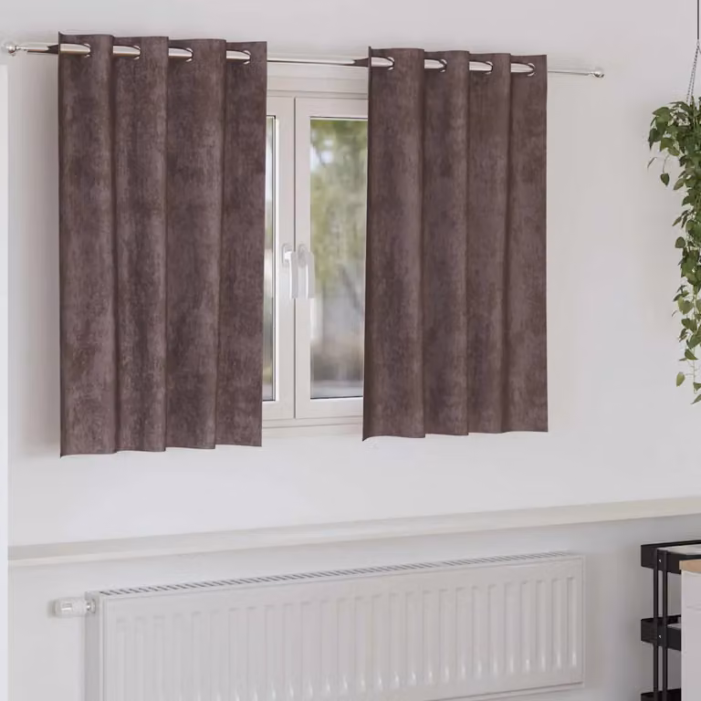 Set di 2 tende in velluto vidaXL marroni con oscuramento e isolamento termico, L 140 cm x H 140 cm