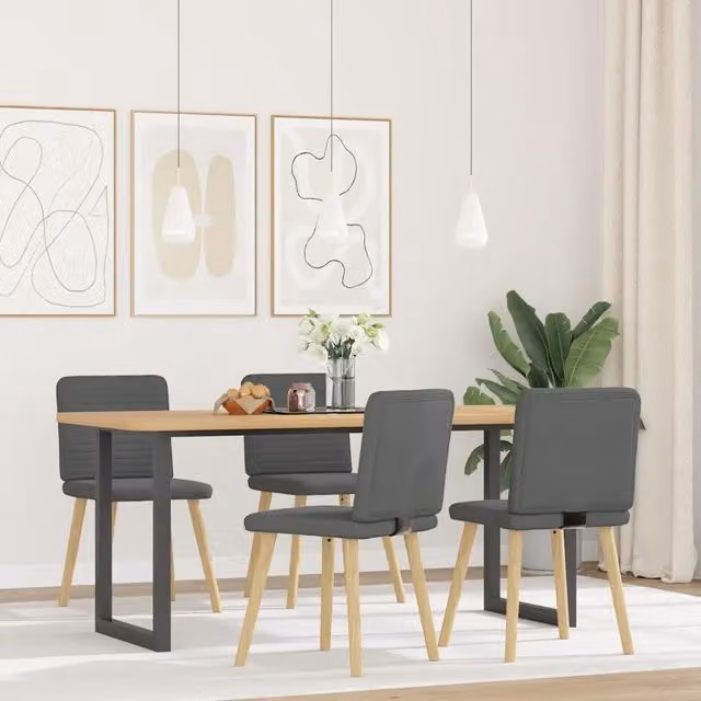 Set di 4 sedie da pranzo vidaXL in tessuto grigio con struttura in legno e metallo per cucina e soggiorno