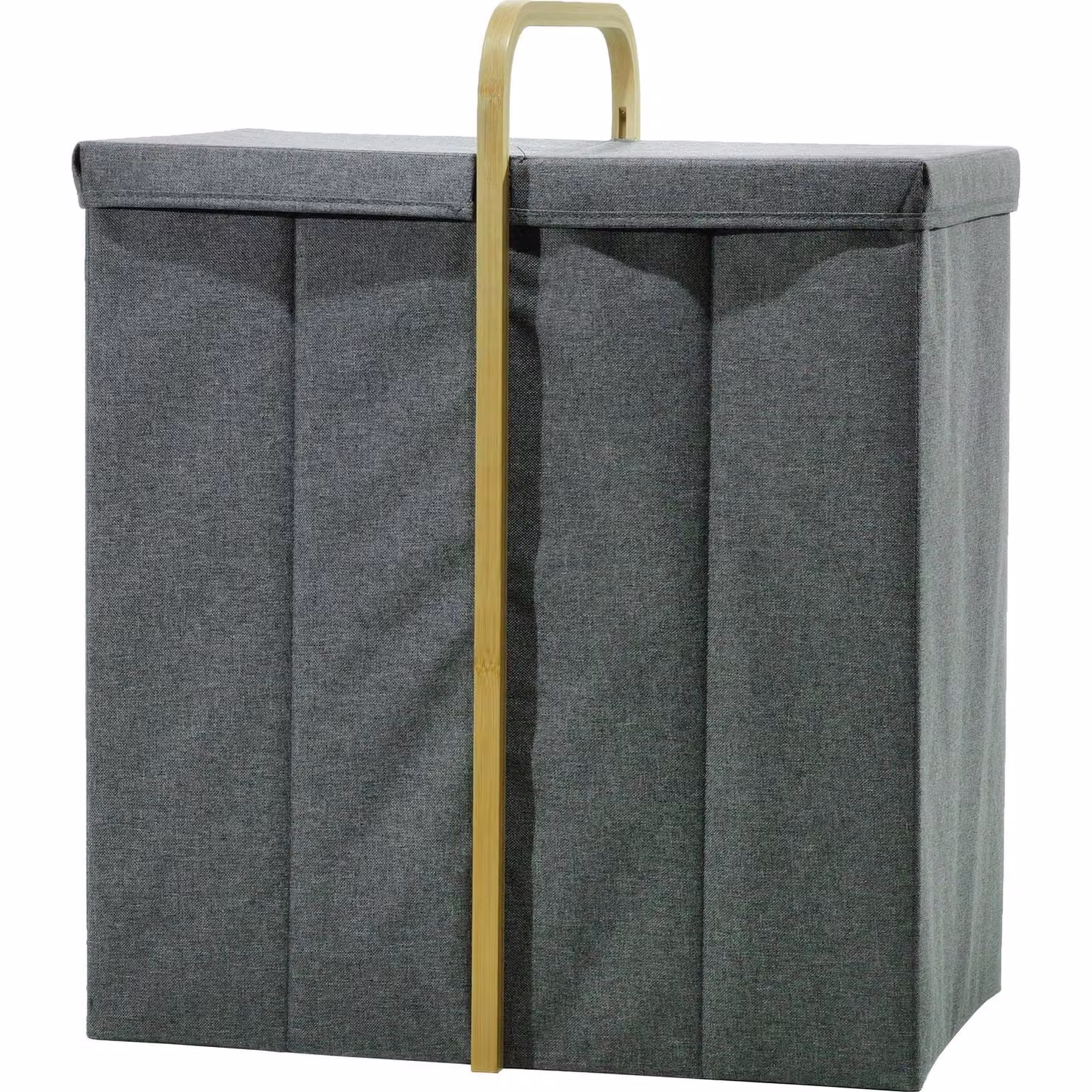 Cesta Portabiancheria Salvaspazio VESTIAMO CASA con 2 Scomparti e Manici, Grigio, H 65 x L 50 x P 32 cm – 1