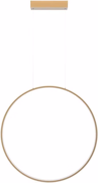 Lampada a sospensione Mirror Prestige in metallo oro/ottone con LED CCT, forma ad anello, protezione IP44, Ø 60 cm