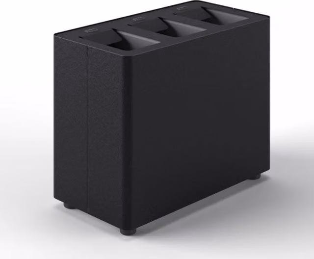 Pattumiera a 3 Scomparti Totale 24 L 48,5x25,5x39 cm con Contenitori Interni in Acciaio Verniciato Nero