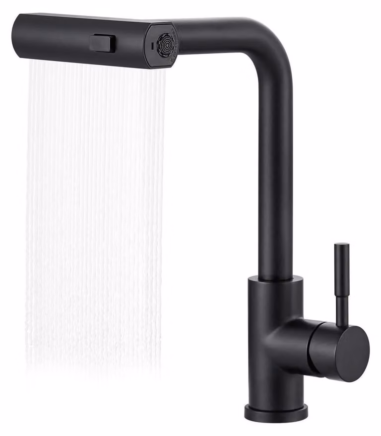 Rubinetto estraibile per cucina, miscelatore con doccetta girevole a 360°, acciaio inossidabile, colore nero