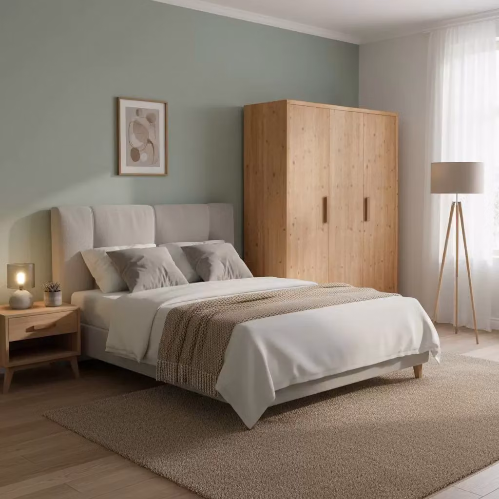 Armadio cortina a 3 ante in legno massello di abete Mobili 2G colore marrone L/P/H: 180 x 55 x 220 cm – 2