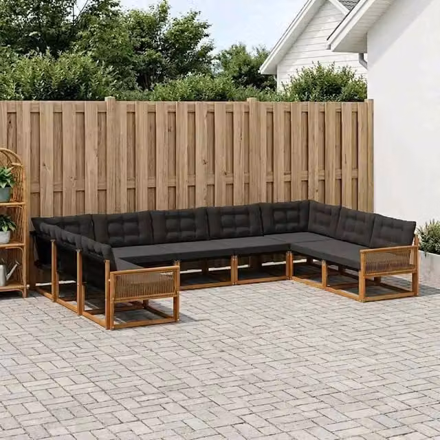 Set di divani da esterno 9 pz Naturale e Nero 3381684