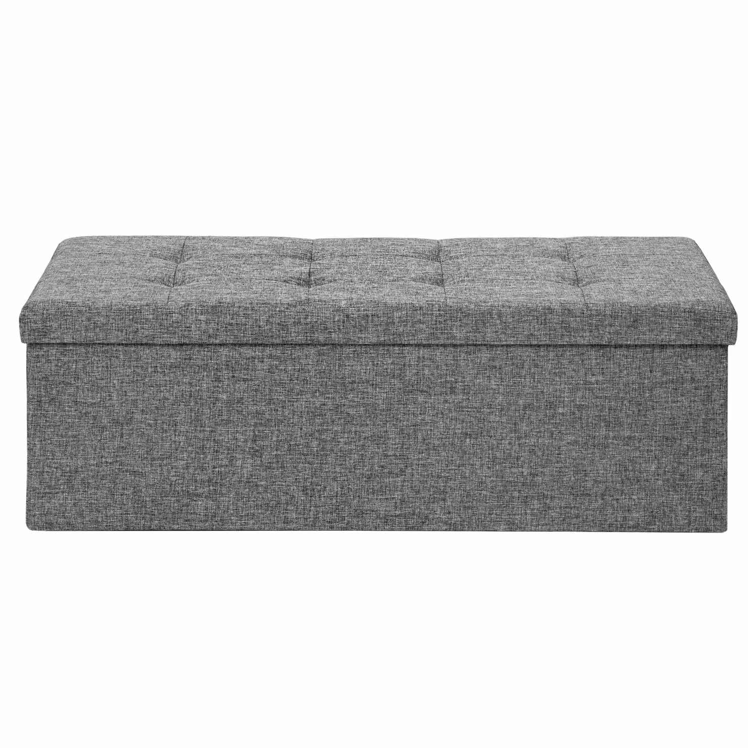 Cassapanca pouf pieghevole con contenitore TecTake GmbH in poliestere grigio, L/P/H: 110 x 38 x 38 cm – 2