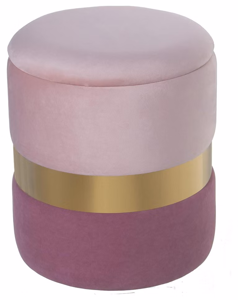Cesto portabiancheria in legno, MDF, metallo o poliestere, dimensioni 37x43x7 cm, colore rosa/oro