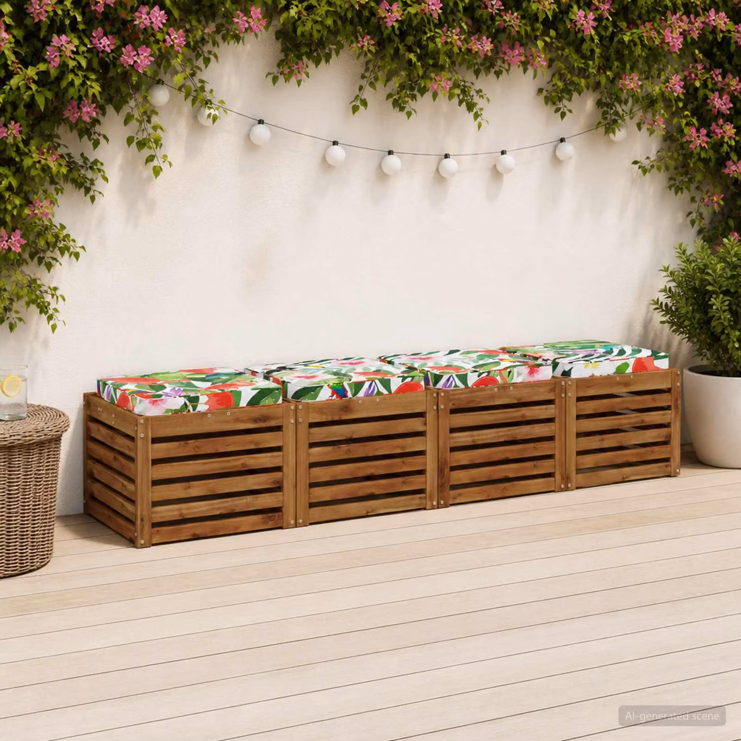 Set di 4 cuscini per sedia vidaXL VUGHT multicolore in poliestere con imbottitura in schiuma e rivestimento rimovibile