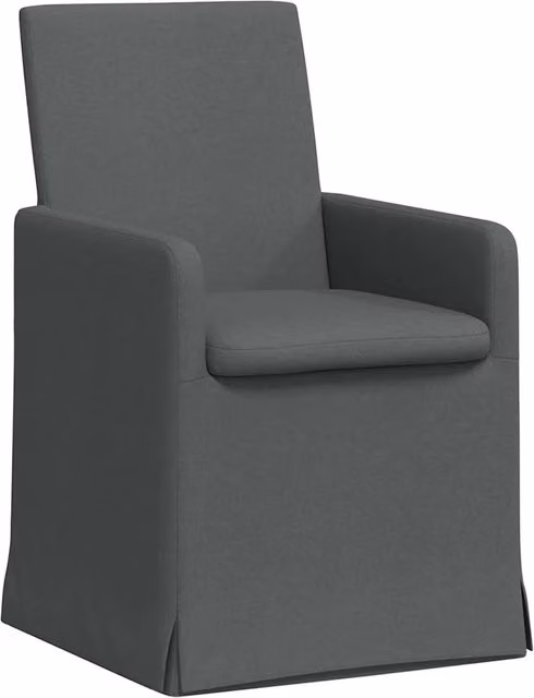 Set di 2 sedie da pranzo e cucina moderne in tessuto antracite con struttura in metallo e MDF, L 57 cm x P 67 cm x H 95 cm