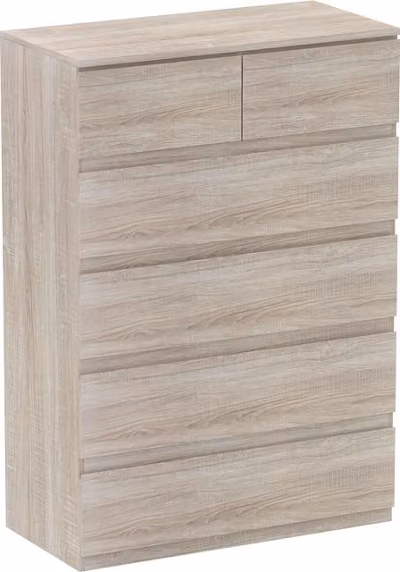 Comò HOMCOM con 6 cassetti in legno naturale e design minimalista, L: 80 cm, P: 39 cm, H: 115 cm