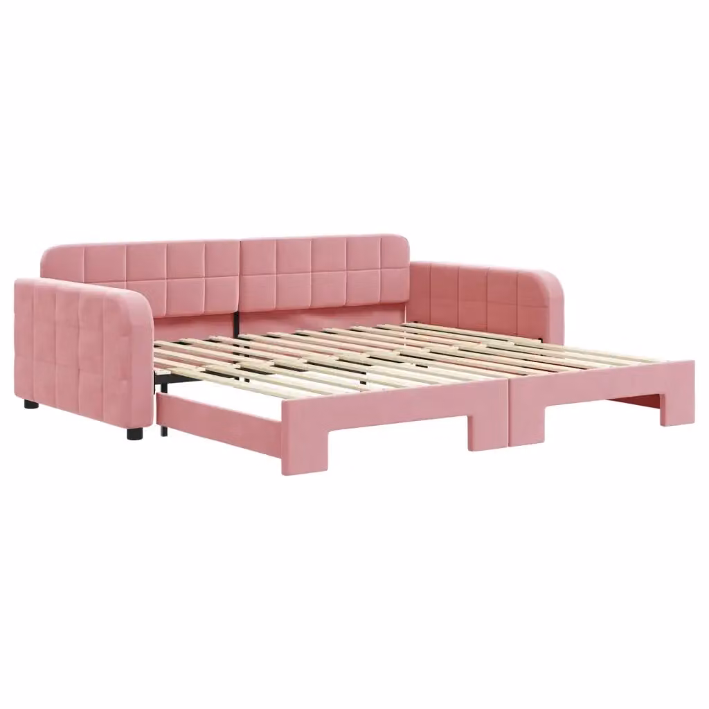 Divano Letto con Letto Estraibile vidaXL in Velluto Rosa per Soggiorno e Camera da Letto – 2