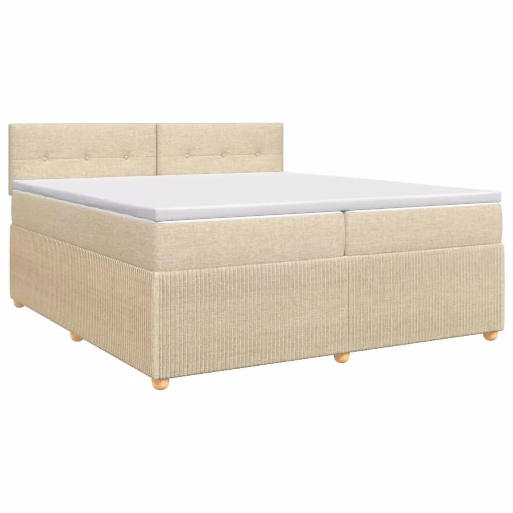 Letto box spring con materasso ibrido vidaXL in tessuto beige e bianco L/P: 200 x 200 cm – 2