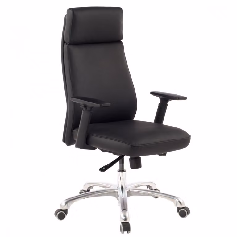 Sedia da ufficio PORTO in vera pelle nera ergonomica con