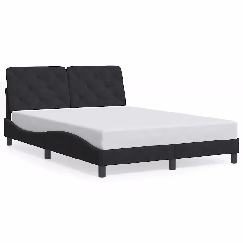 Giroletto vidaXL in Velluto Nero con Doghe in Legno 120x200 cm – 2