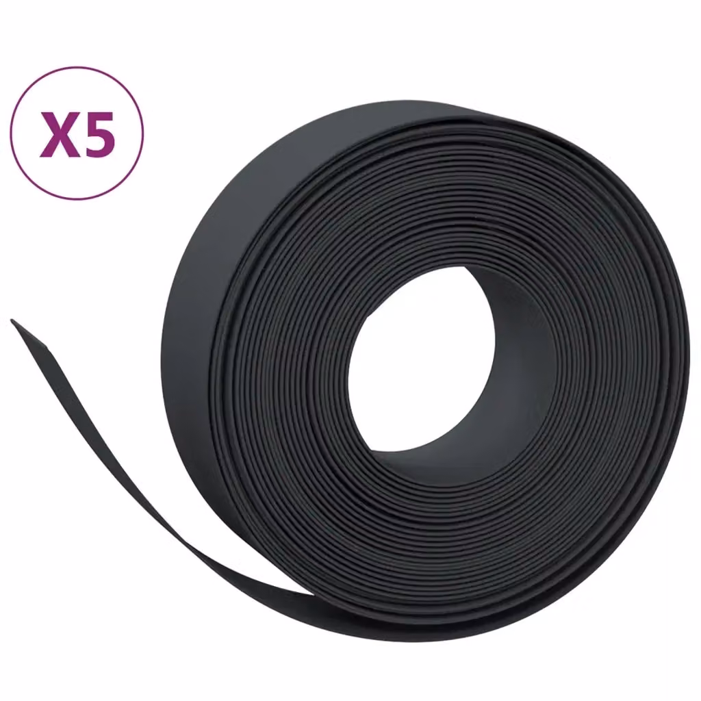 Set di 5 bordure da giardino ornamentali vidaXL in polietilene nero, Lunghezza totale: 50 m, Altezza: 15 cm – 2