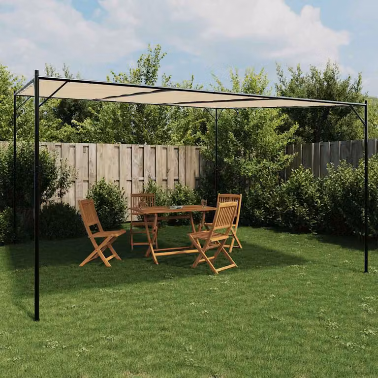 vidaXL Gazebo Beige in Acciaio e Poliestere L: 400 cm, P: 400 cm, H: 267 cm