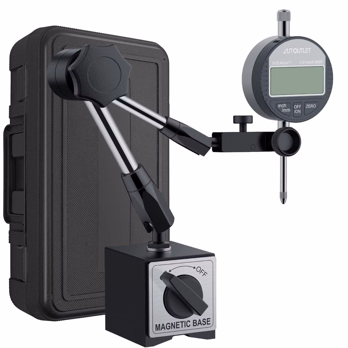 Indicatore digitale con quadrante e base magnetica, range da 0 a 1 pollice / 25,4 mm