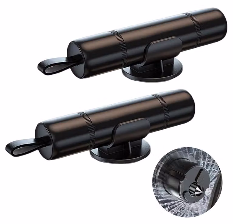 Nothammer Auto, confezione da 2 pezzi, con tagliacinture e supporto, colore nero, acciaio al tungsteno