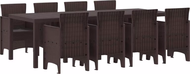Set da Pranzo per Giardino 9 pcs Marrone Polipropilene
