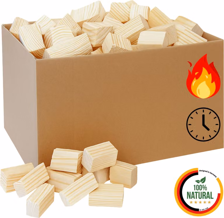 Floranica blocchi di legno 10kg - legna di pino per accensione, briquettes per camino, forno e barbecue, artigianato e modellismo