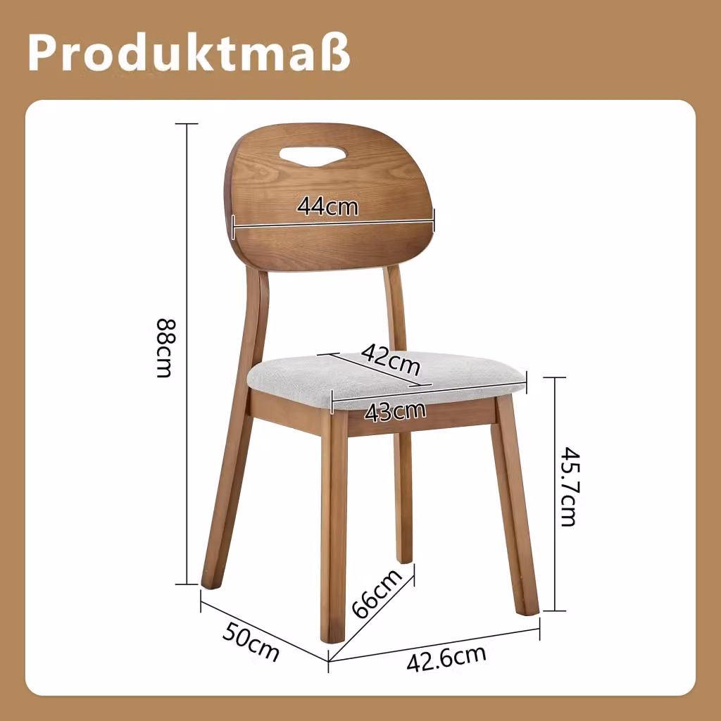 Set di 2 sedie da pranzo WISHDOR in legno e metallo con schienale ovale e seduta imbottita in tessuto grigio e marrone – 2