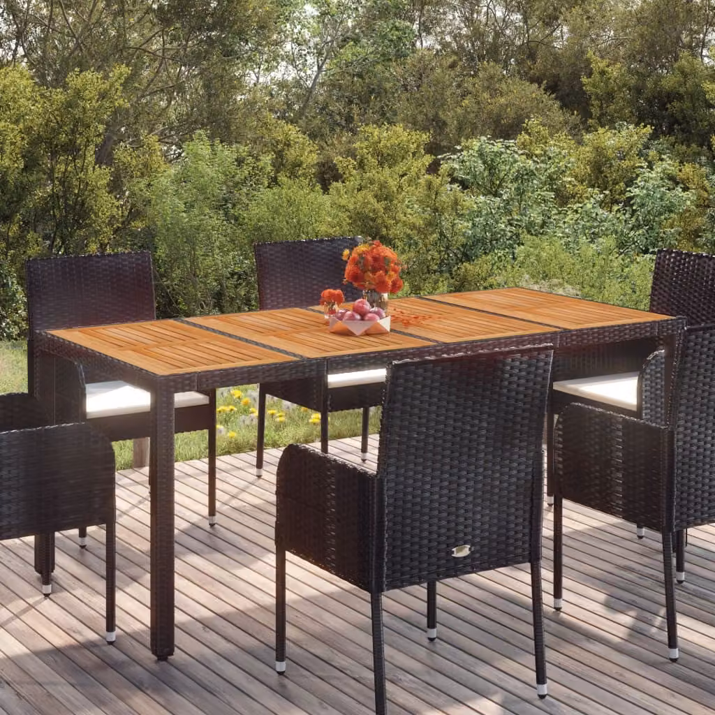 Maison Exclusive - Tavolo da giardino con piano in legno nero 190x90x75 cm in rattan sintetico
