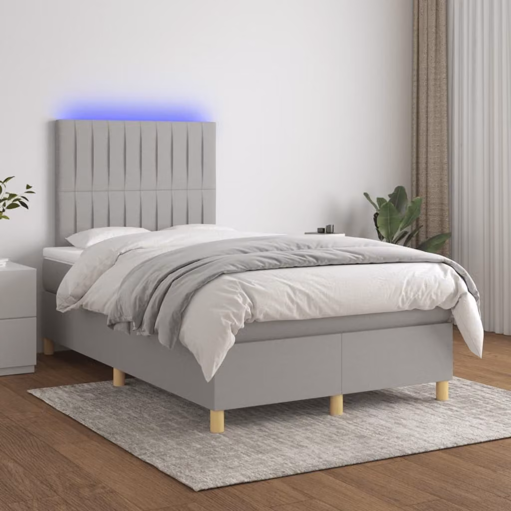 Maison Exclusive - Letto a Molle Materasso e LED Grigio Chiaro 120x200 cm Tessuto