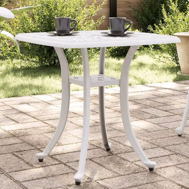 Maison Exclusive - Tavolo da giardino bianco, 53x53x53 cm, in alluminio pressofuso