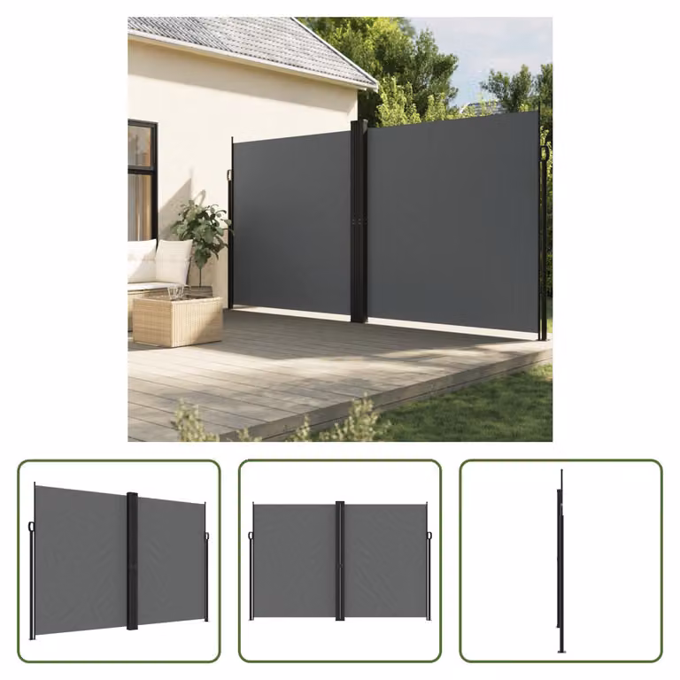 The Living Store Tenda laterale estensibile antracite 220x600 cm