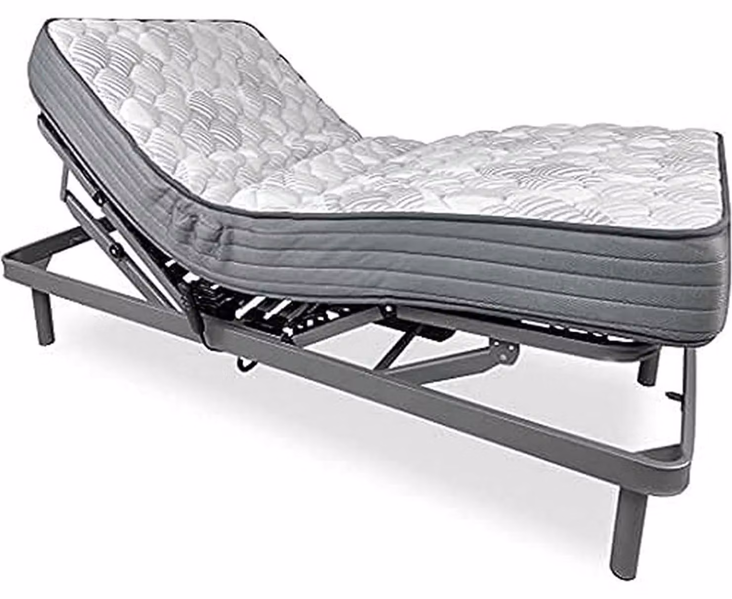 Letto a molle elettrico + materasso in viscoelastico, 90x190 cm, colore grigio antracite