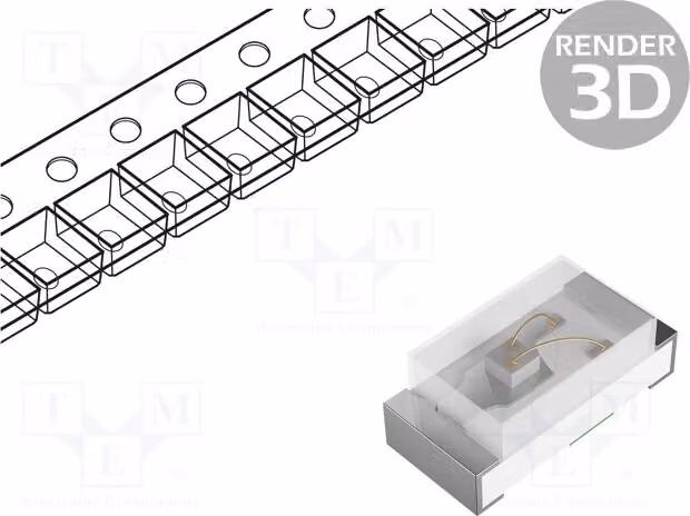 5 LED, tensione 2,8÷3,6V, colore verde, dimensioni 1x0,5x0,4 mm, tecnologia SMD 0402, flusso luminoso 250÷600 mcd, angolo di emissione 120°, corrente di funzionamento 20 mA, modello OSG50402C1C. Diodo LED