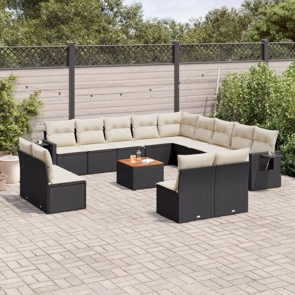 Maison Exclusive - Set Divani da Giardino 14pz con Cuscini in Polyrattan Nero
