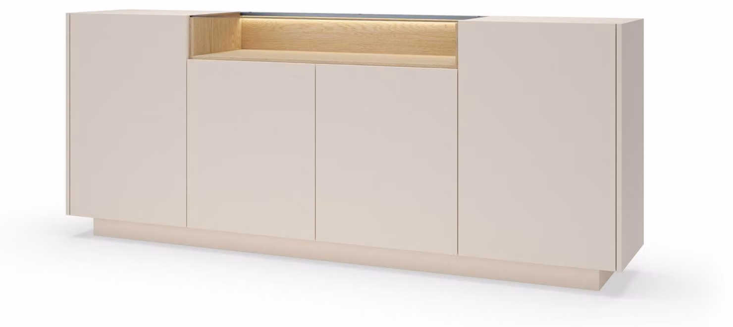 FURNLUX Credenza Hiro A, colore beige, 203 cm / Colore principale: beige / Dimensioni: 203 x 83 x 40 cm
