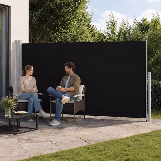 Extendable Side Awning 200x500 Cm Black