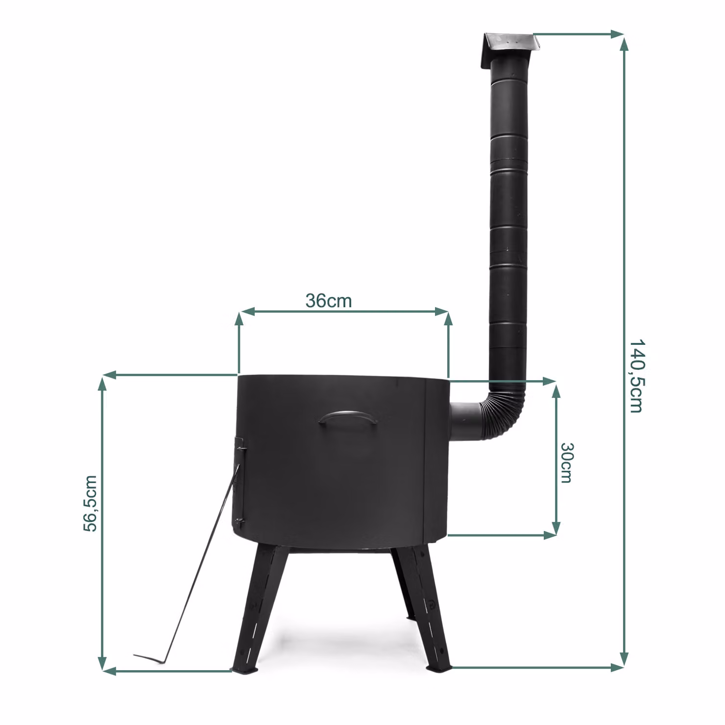 Ø36 Uchag 2 mm acciaio Utschak con camino Tubo di scarico Utschag Fornello da campeggio Caldaia Focolare Cucina da campo Cucina da esterno Fornello per stufato Gulaschkanone