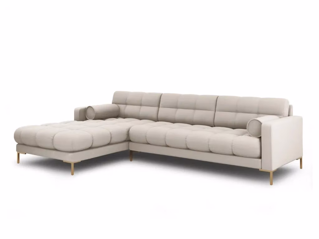 Divano angolare sinistro Bali Cosmopolitan Design in tessuto beige con 5 posti e cuscini inclusi – 2