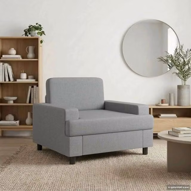 Poltrona relax moderna vidaXL in tessuto grigio con braccioli e imbottitura in schiuma per soggiorno o camera da letto – 1