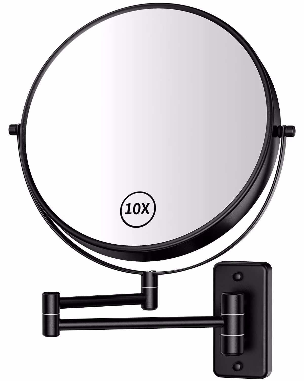 Elzusha - Specchio da trucco da 9 pollici con ingrandimento 1X/10X - Rotazione a doppia faccia, modello da parete, colore nero