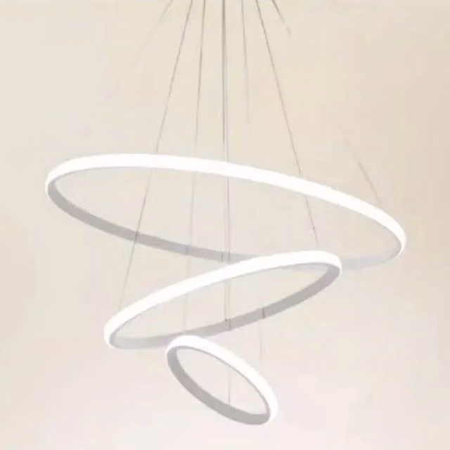 Lampadario Sospeso LED Trade Shop Traesio Moderno con 3 Cerchi ad Anello, Bianco, Luce 4000K, 100W – 1
