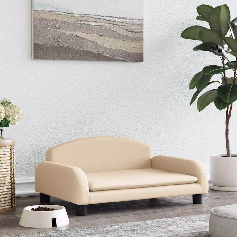 vidaXL Lettino per Cani Beige in Tessuto e Legno L: 70 cm, P: 45 cm, H: 30 cm