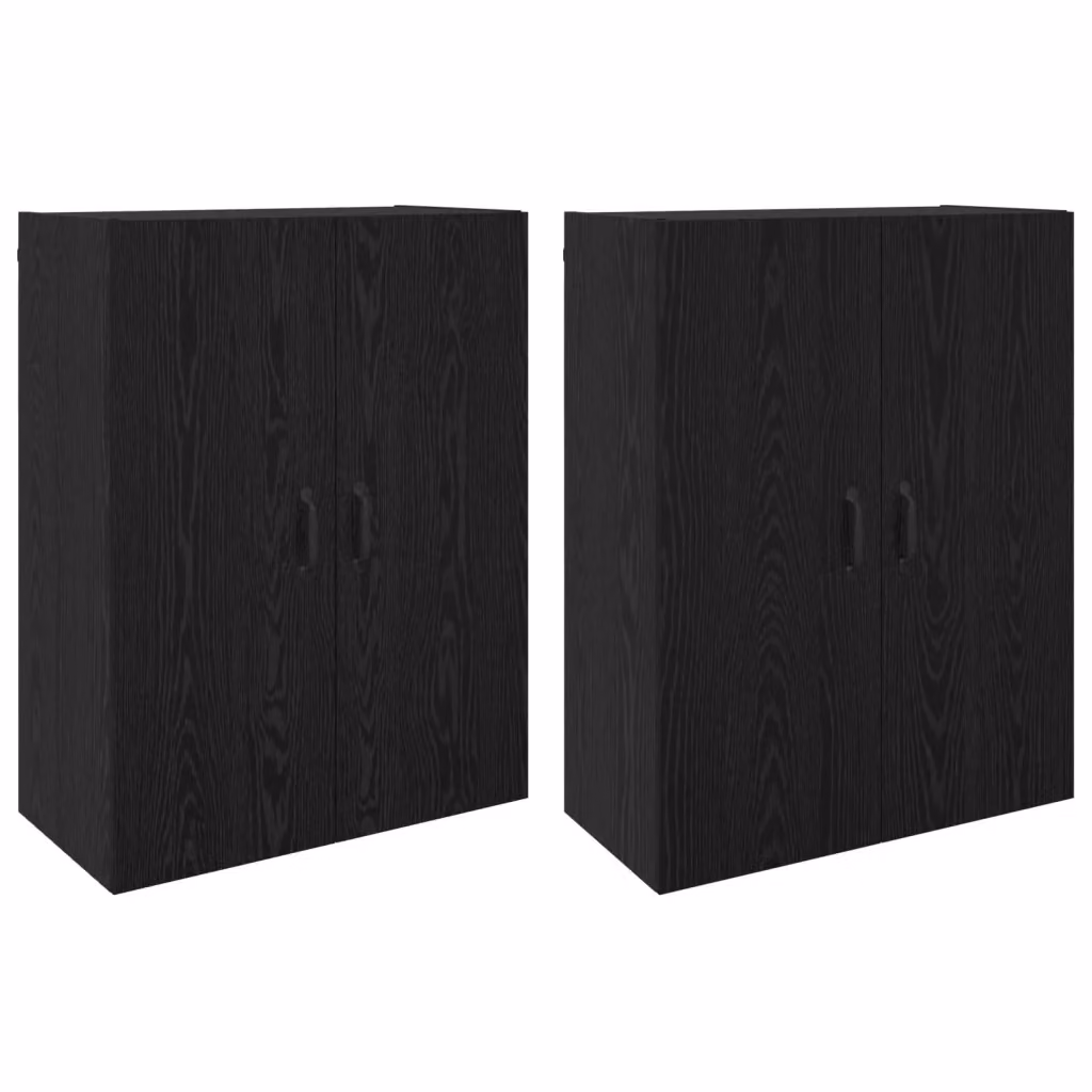 Set di 2 mobilietti a muro moderni vidaXL in legno nero opaco L: 69,5 cm, P: 34 cm, H: 90 cm – 2