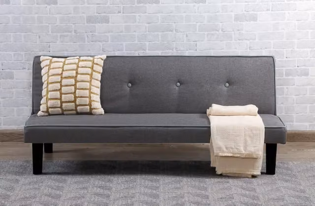 Divano tre posti moderno, reclinabile a letto, lino grigio 166cm Sicorage Elian