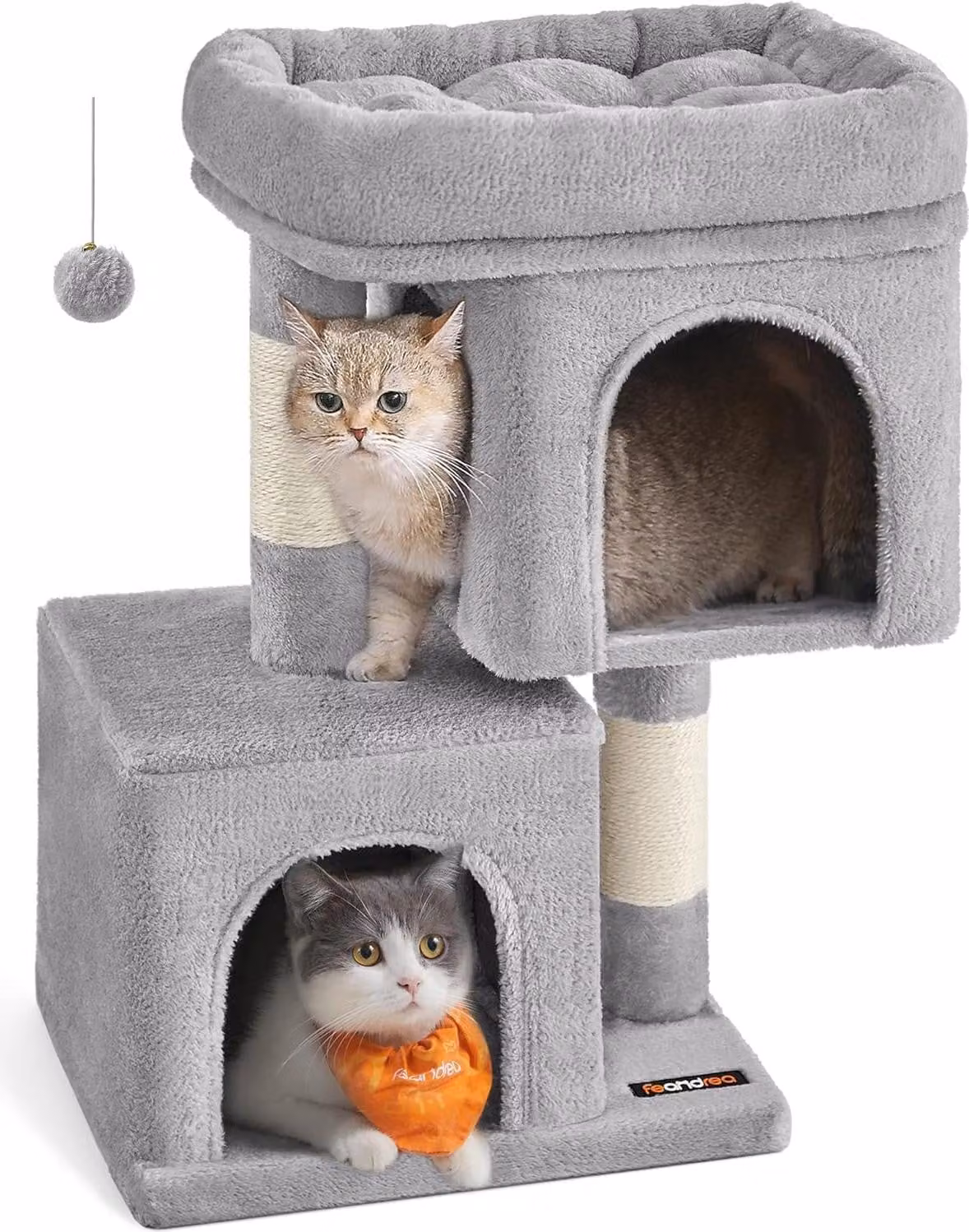Songmics Albero per gatti piccolo 67cm Tronchi in sisal Grigio chiaro