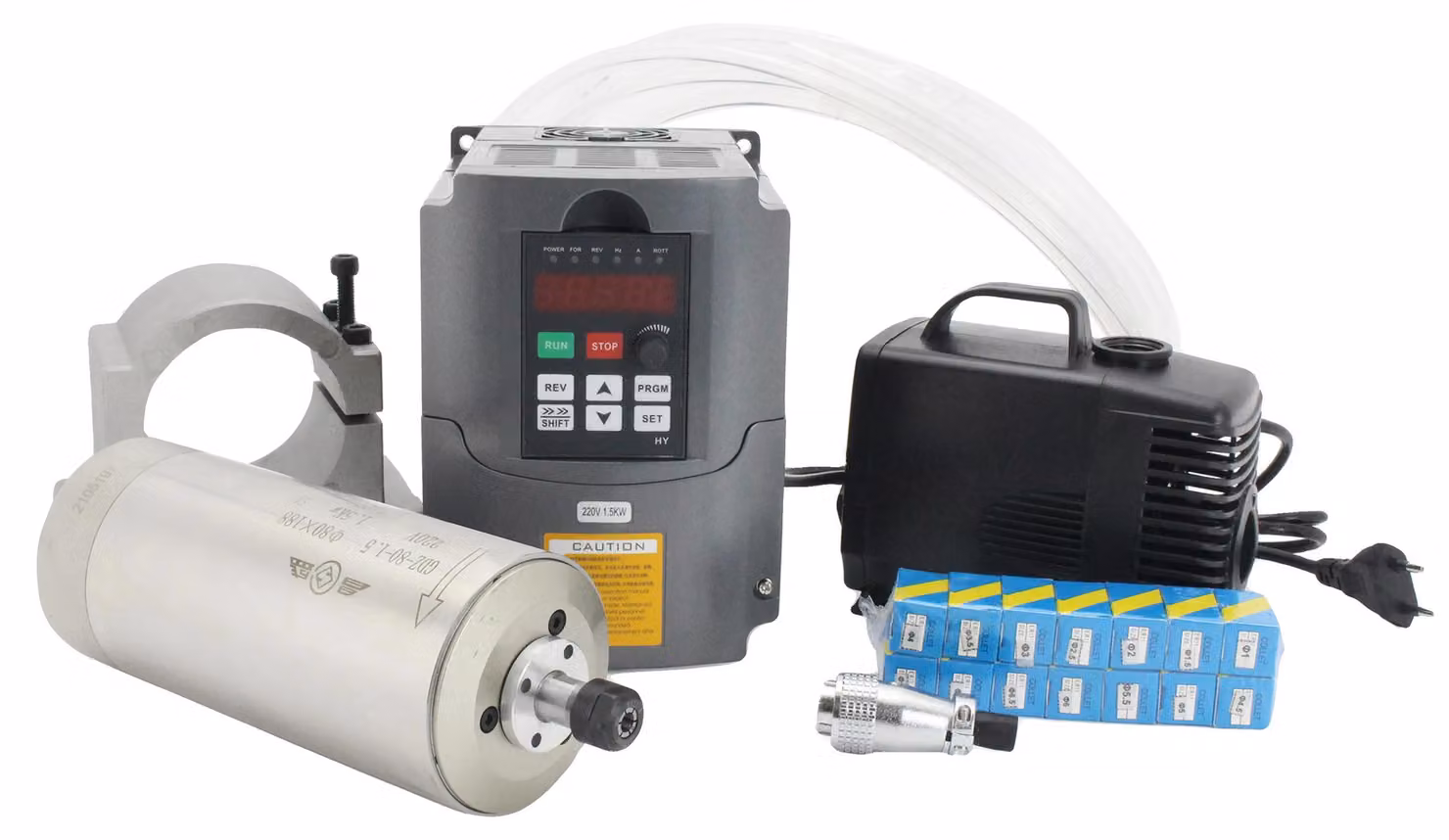 Motore mandrino raffreddato ad acqua, potenza 1,5 kW, funzionamento ad alta velocità, set completo, 220 V