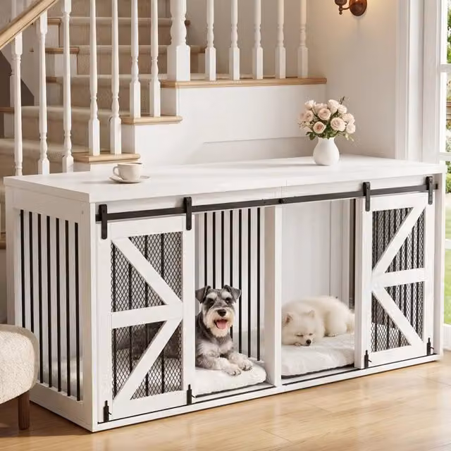 Mobile per cani con ante scorrevoli ¨C Minimal ¨C bianco, metallo e truciolato, 160x60x75 cm