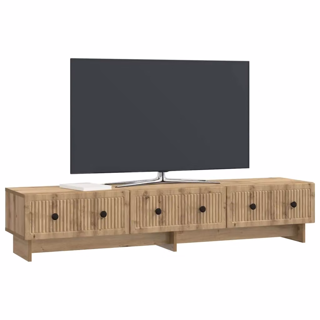 Credenza per TV Rovere Artigianale in Legno Marrone con Cassetto Stile Industrial L/P/H: 147 x 34,5 x 30 cm – 2