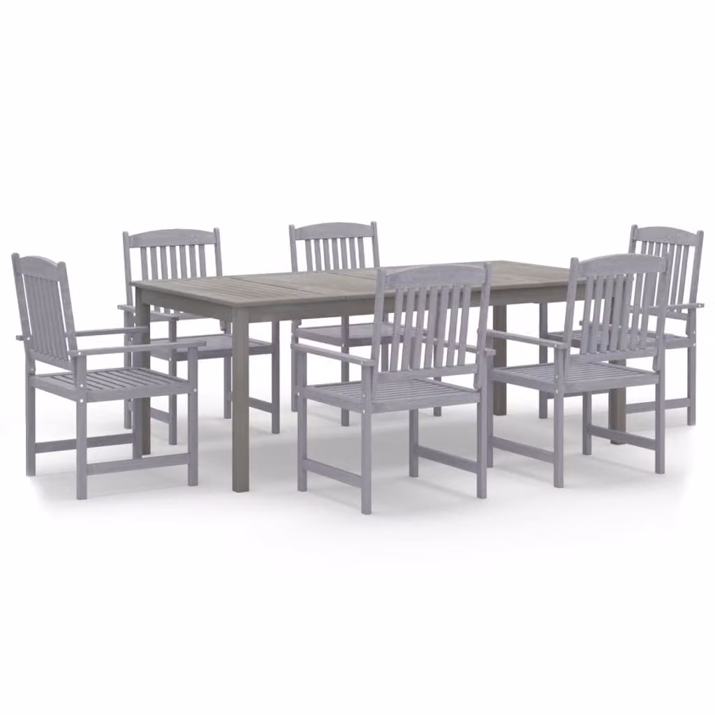 Set da Pranzo da Giardino 7 pz Legno Massello di Acacia Grigio