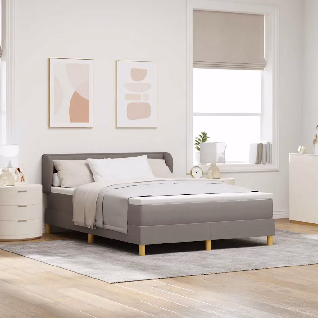 Letto a molle con testiera Talpa vidaXL in tessuto beige o grigio, L/P/H: 160 x 200 x 163 cm
