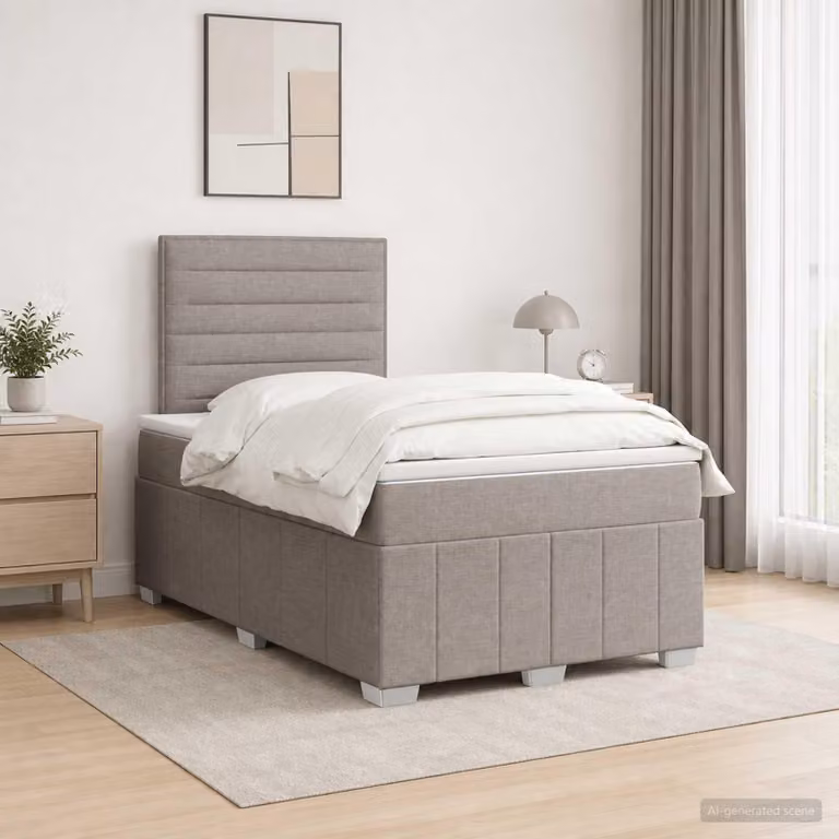 Maison Exclusive - Letto boxspring a LED con materasso color taupe 120 x 190 cm in tessuto